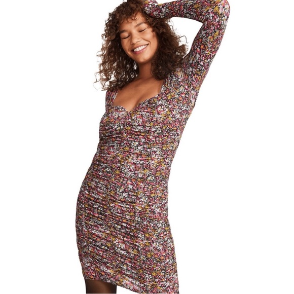 Steve Madden Dresses & Skirts - Steve Madden Kaven‎ Multicolor floral Ruched Fitted Bodycon Dress - NWT